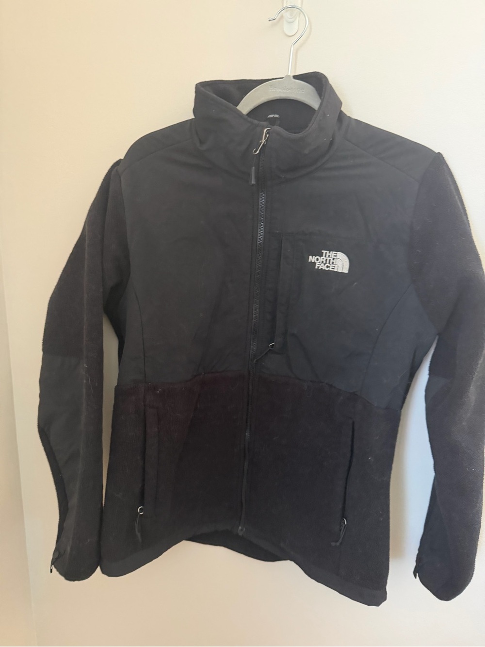 The North Face Denali Black Jacket with White Logo